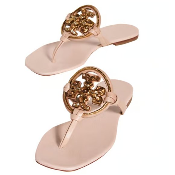 TORY‎ BURCH Jeweled Miller Sandals Meadowsweet Women's (6.5) - Picture 1 of 11